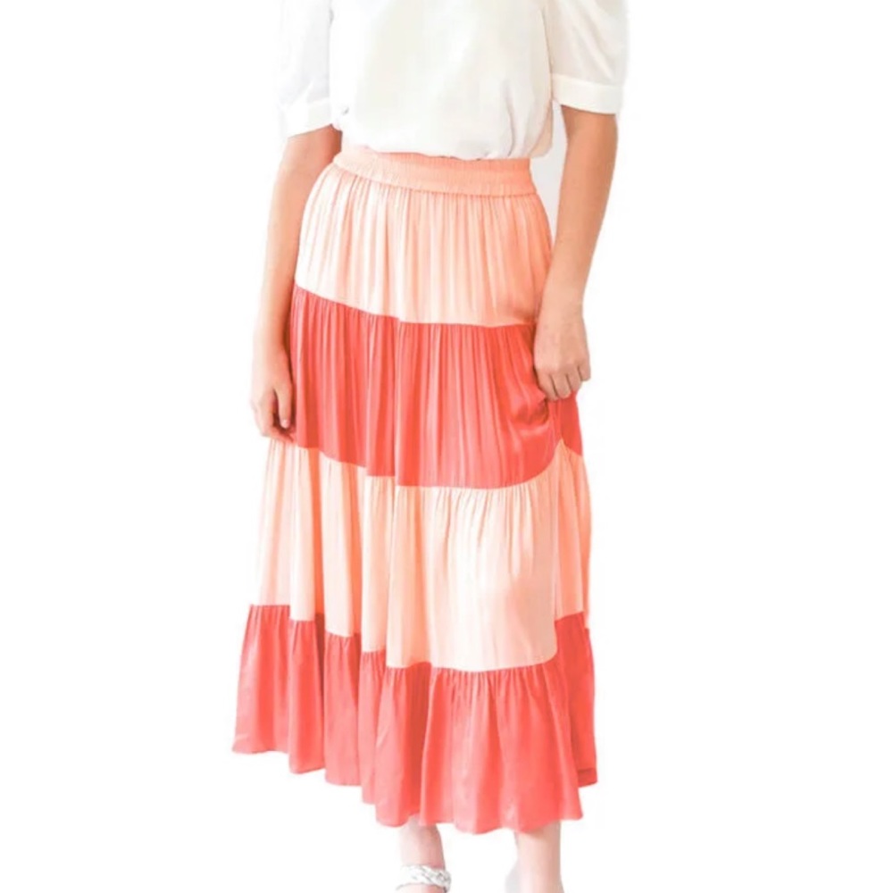 Midi skirt two-to Ed apricot colorblock emily mccarthy